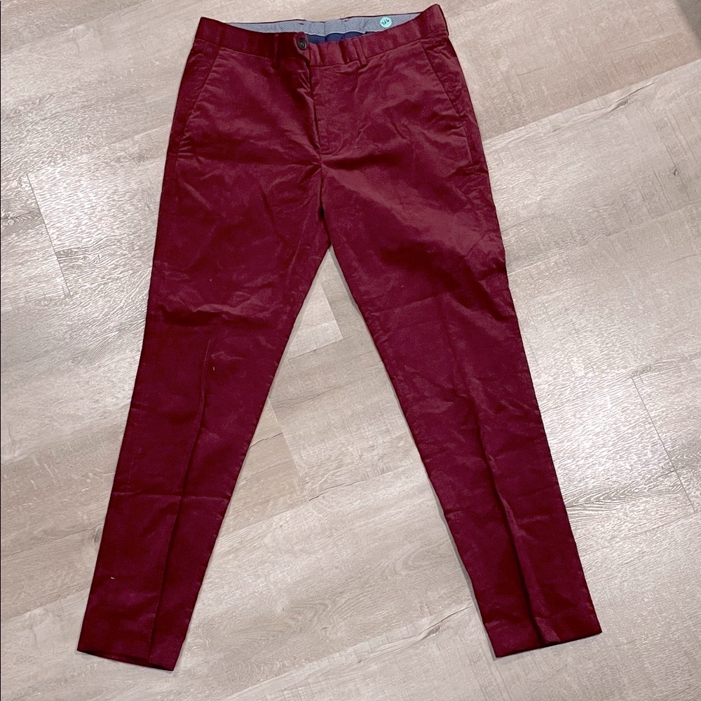 NWOT Bonobos velvet cotton red maroon pants trouser 33 x 32